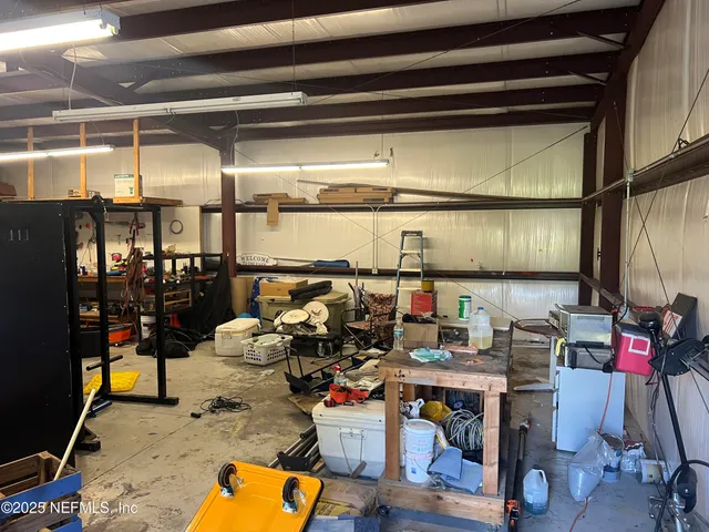 a storage with bicycles