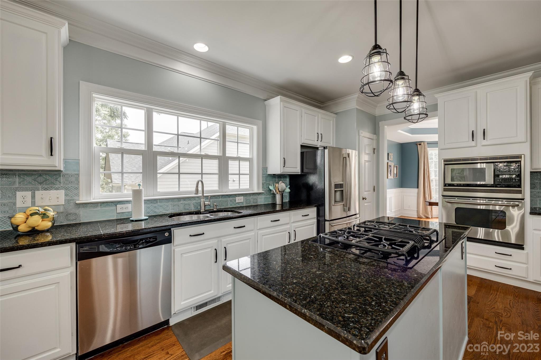786 Fairway Point Drive Tega Cay, SC 29708 - Photo 10 of 39 a kitchen with stainless steel appliances granite countertop a sink a stove a refrigerator cabinets and a window