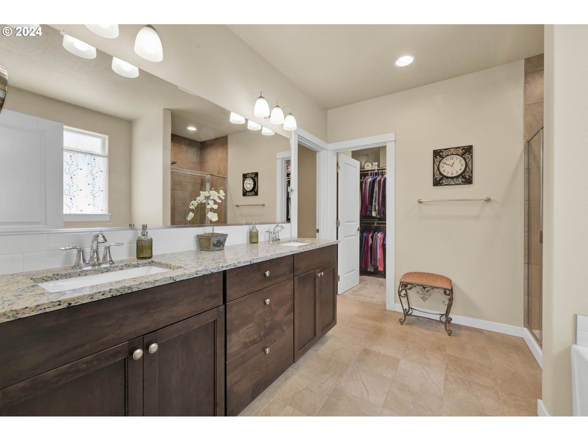 3312 Korbel Street Eugene, OR 97404 - Photo 32 of 48 a bathroom with a granite countertop sink mirror and double