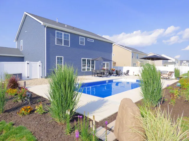 a view of an outdoor space and swimming pool