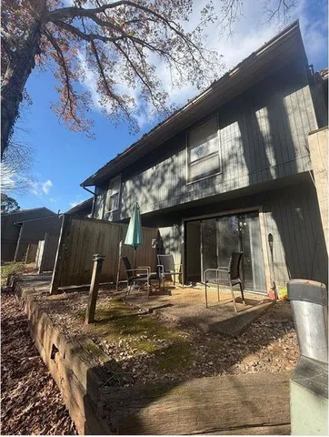 a view of a building with a garage