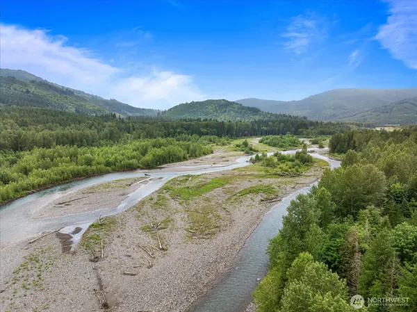 a view of a lake with a mountain in the background