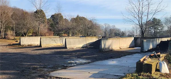 a view of a yard with a slide