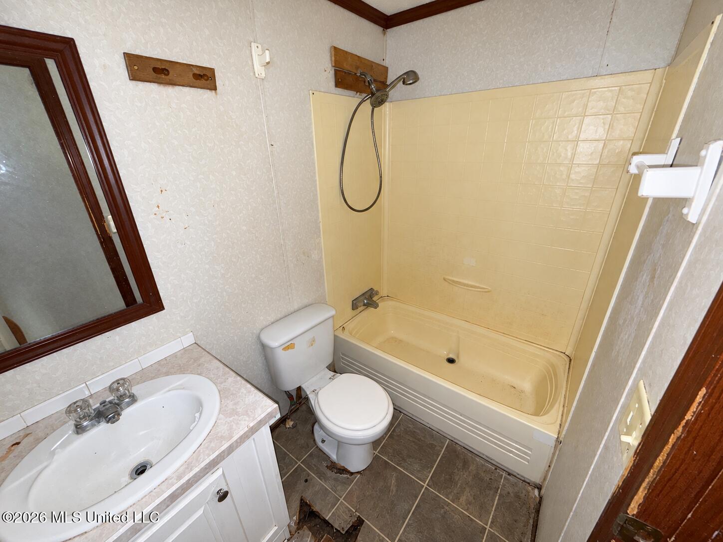 Brightened bathroom, preserved original