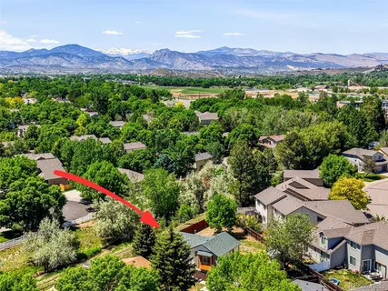 an aerial view of a and mountain