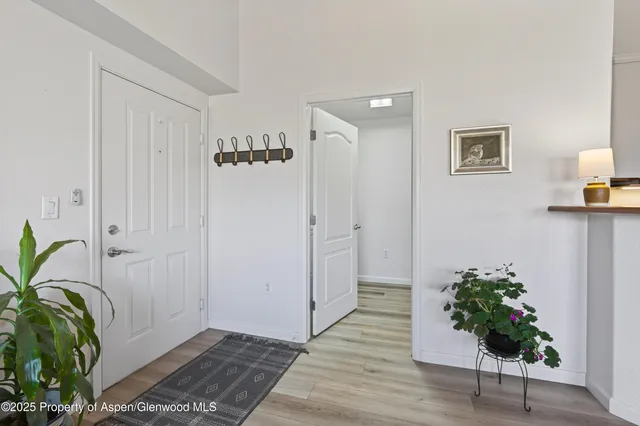 a view of a hallway with potted plant