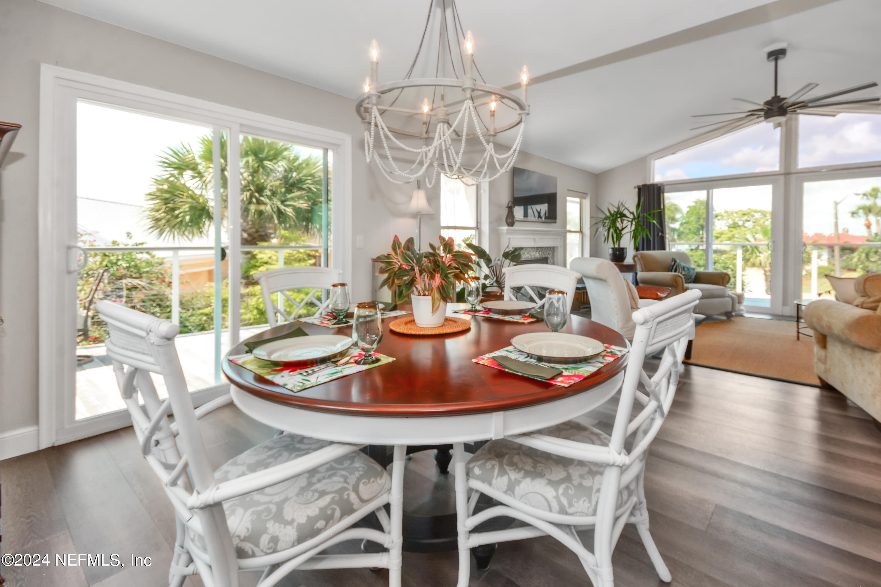 2740 Harbor Court St. Augustine, FL 32084 - Photo 17 of 53 a dining room with furniture a large window and a chandelier