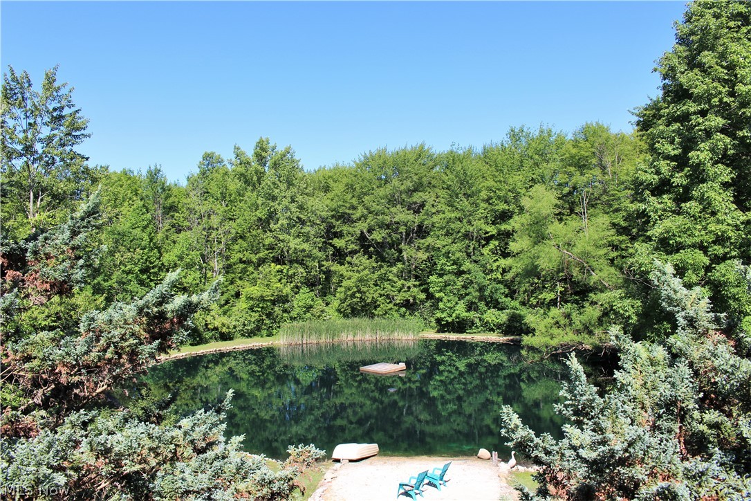 13597 County Line Road Chagrin Falls, OH 44022 - Photo 34 of 35 View from the 2nd floor Balcony of the stocked Pond with its own privatae beach!