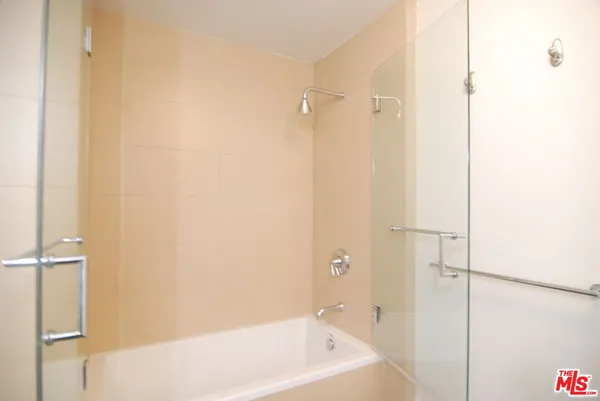 a bathroom with a bathtub