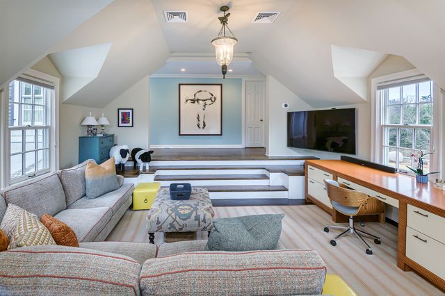 a living room with fireplace furniture and a flat screen tv