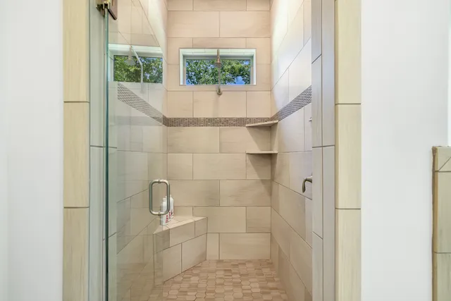 a bathroom with a shower