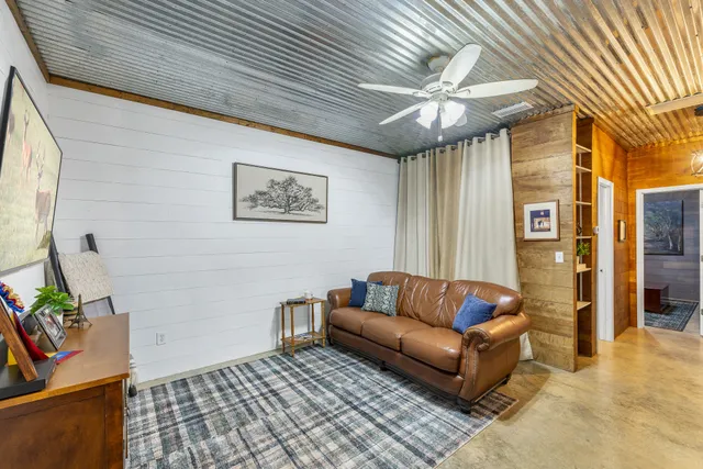 a view of outdoor space with trees all around