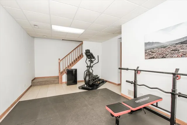 a room with gym equipment