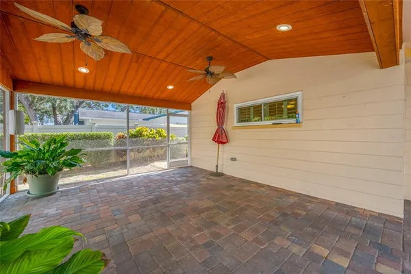 a view of a porch with a patio
