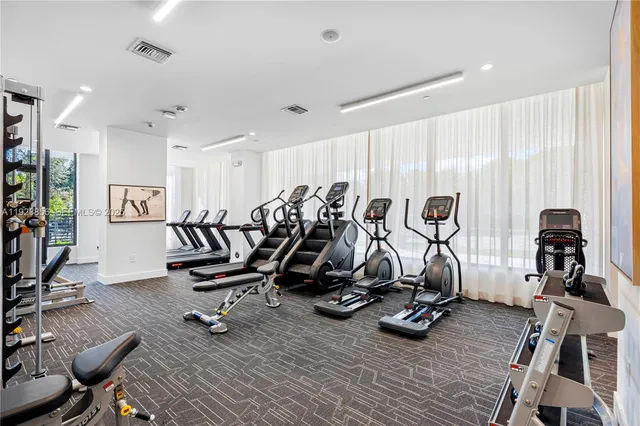 a view of a room with gym equipment