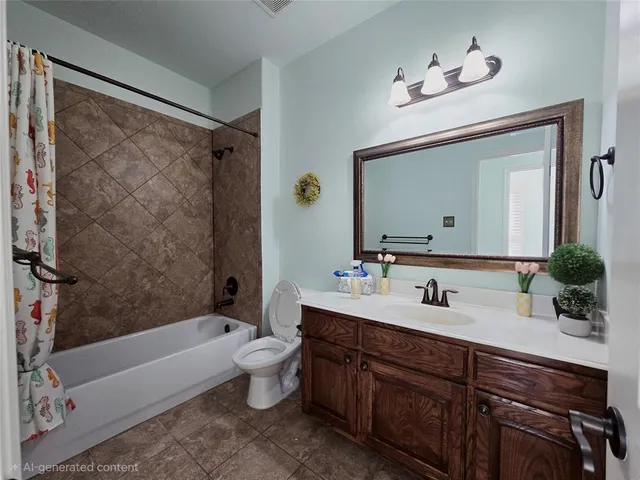 a bathroom with a tub a sink and mirror