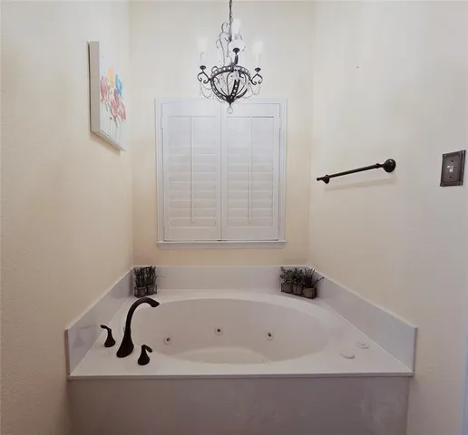 a bathroom with a bathtub