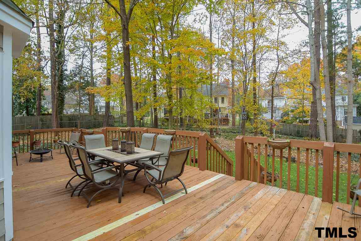 8101 Winstone Court Raleigh, NC 27615 - Photo 22 of 25 Spacious deck over looks wooded yard that is 3/4 fenced.