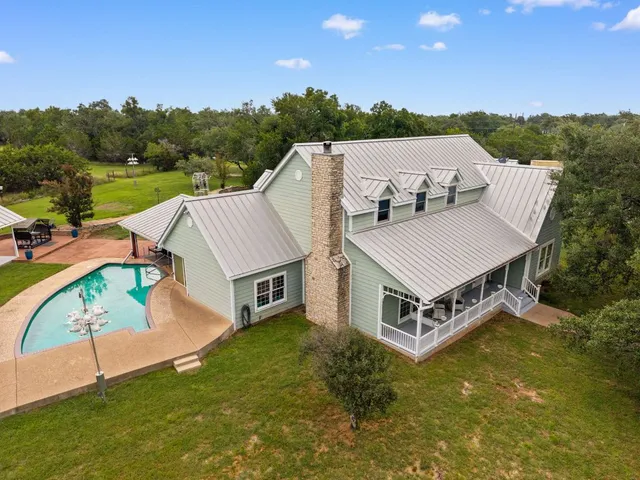 an aerial view of a house