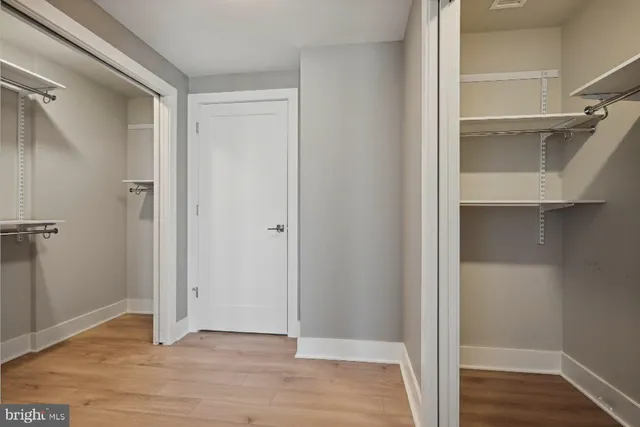 a view of an empty walk in closet