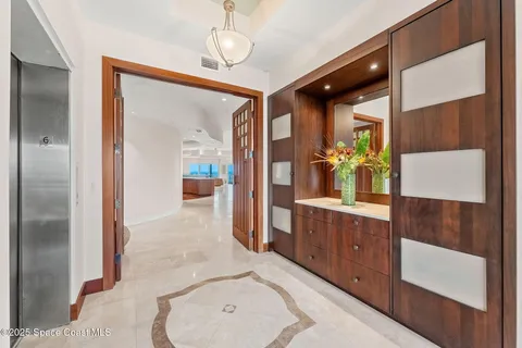 a front view of a building with windows