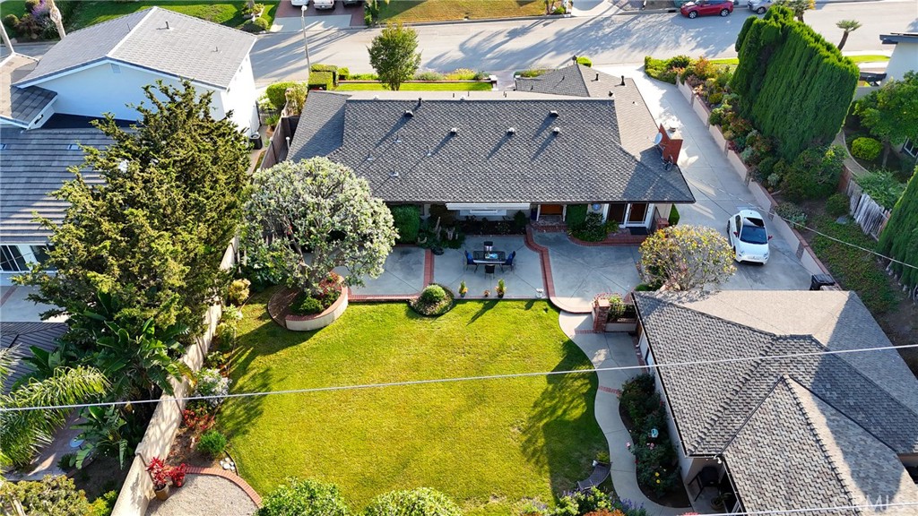 190 Lilac Lane Brea, CA 92823 - Photo 60 of 72 an aerial view of house with a swimming pool and outdoor seating