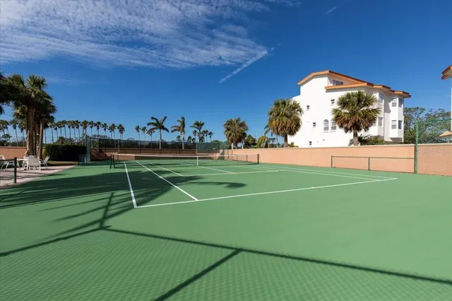 a view of swimming pool from a balcony