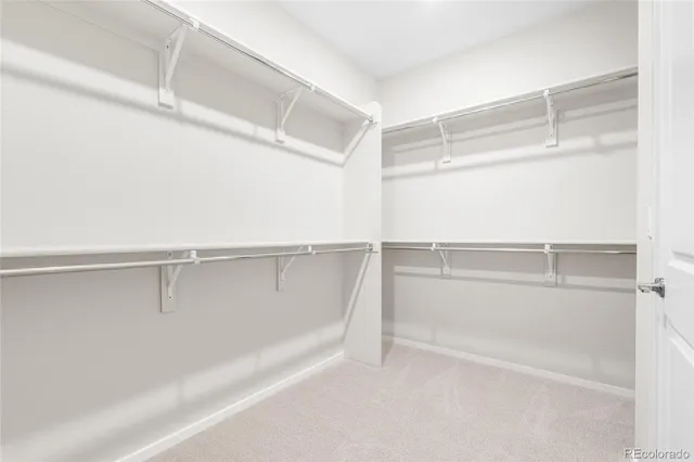 a view of walk in closet with empty racks