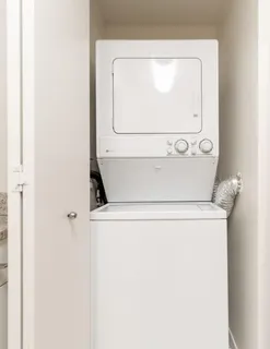 a utility room with a washer and dryer