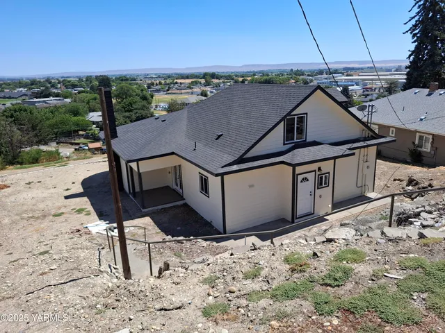 a view of a terrace with a bench