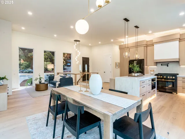 a view of a dining room and livingroom view