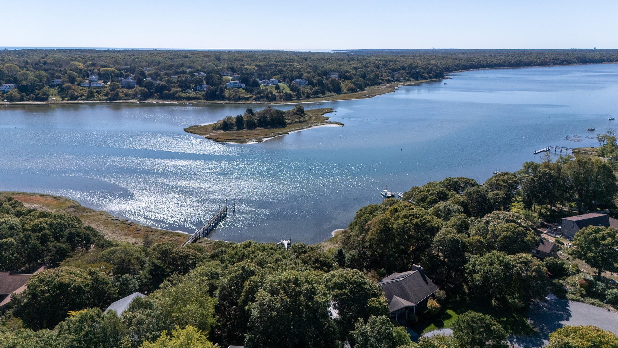 20 Kittiwake Lane Eastham, MA 02642 - Photo 2 of 75 an aerial view of a house with a lake view