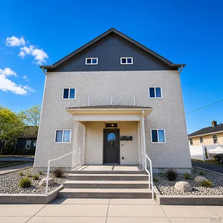 a front view of a house with entryway