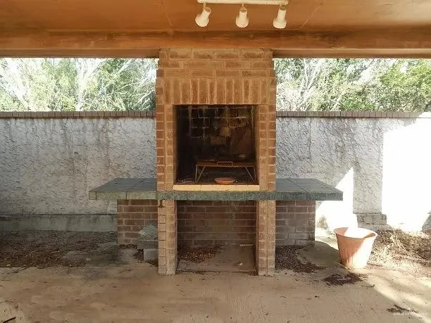 a living room with a fireplace