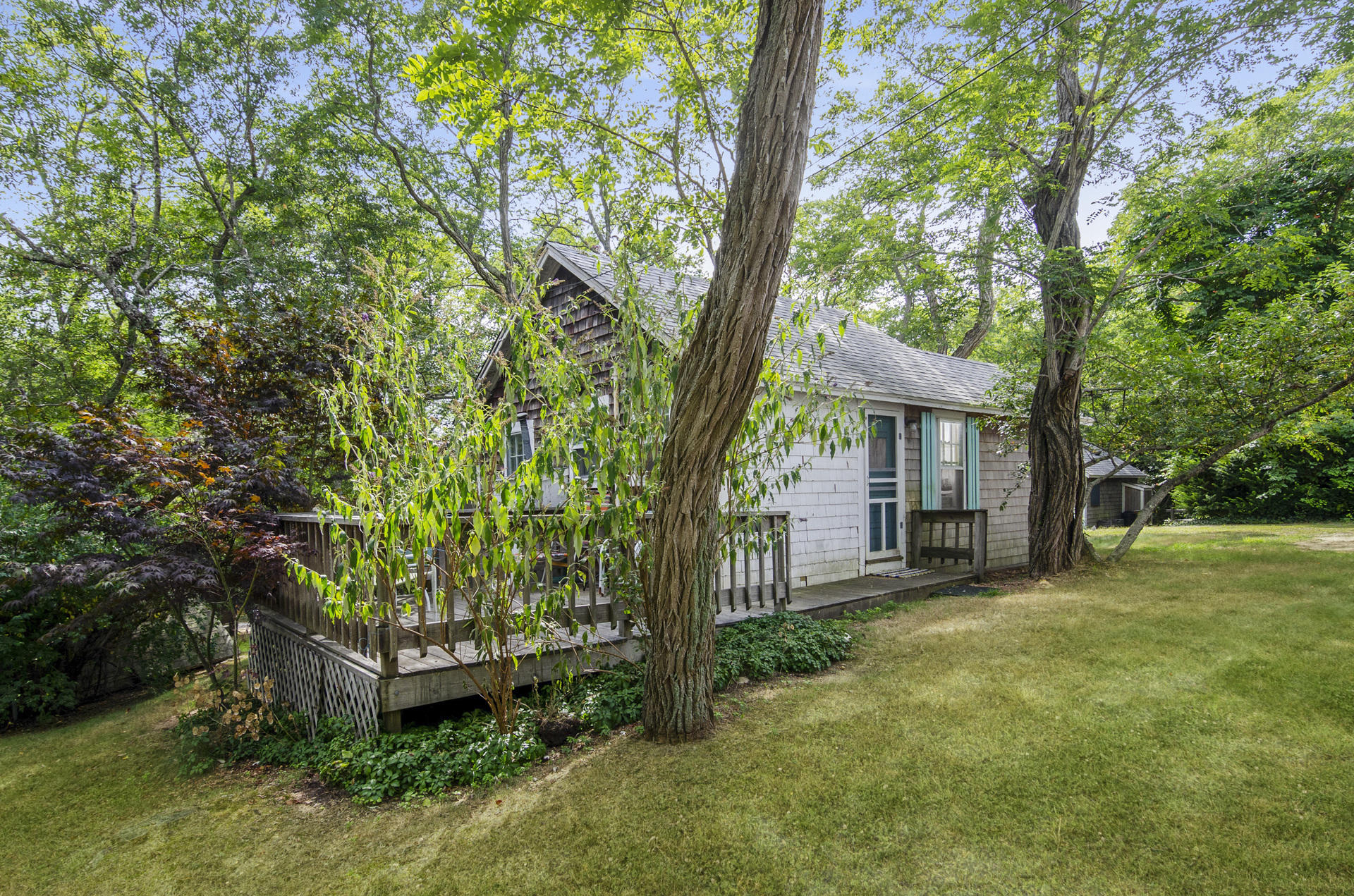 215 Pilgrim Spring Road, Unit 4 Wellfleet, MA 02667 - Photo 14 of 28 a view of a house with backyard and a tree