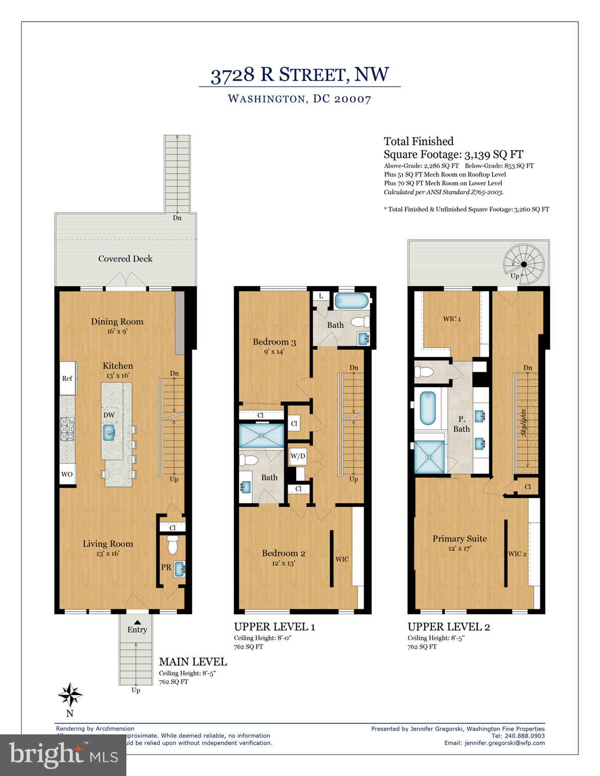 3728 R Street Northwest Washington, DC 20007 - Photo 33 of 34 Main & Upper Level Floor Plans
