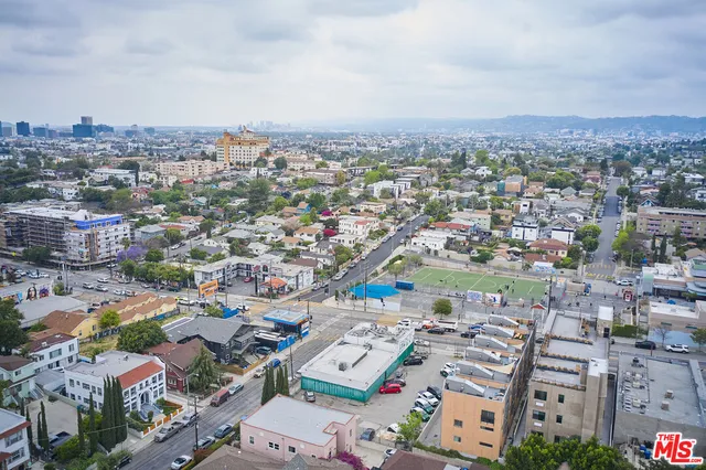 an aerial view of a city
