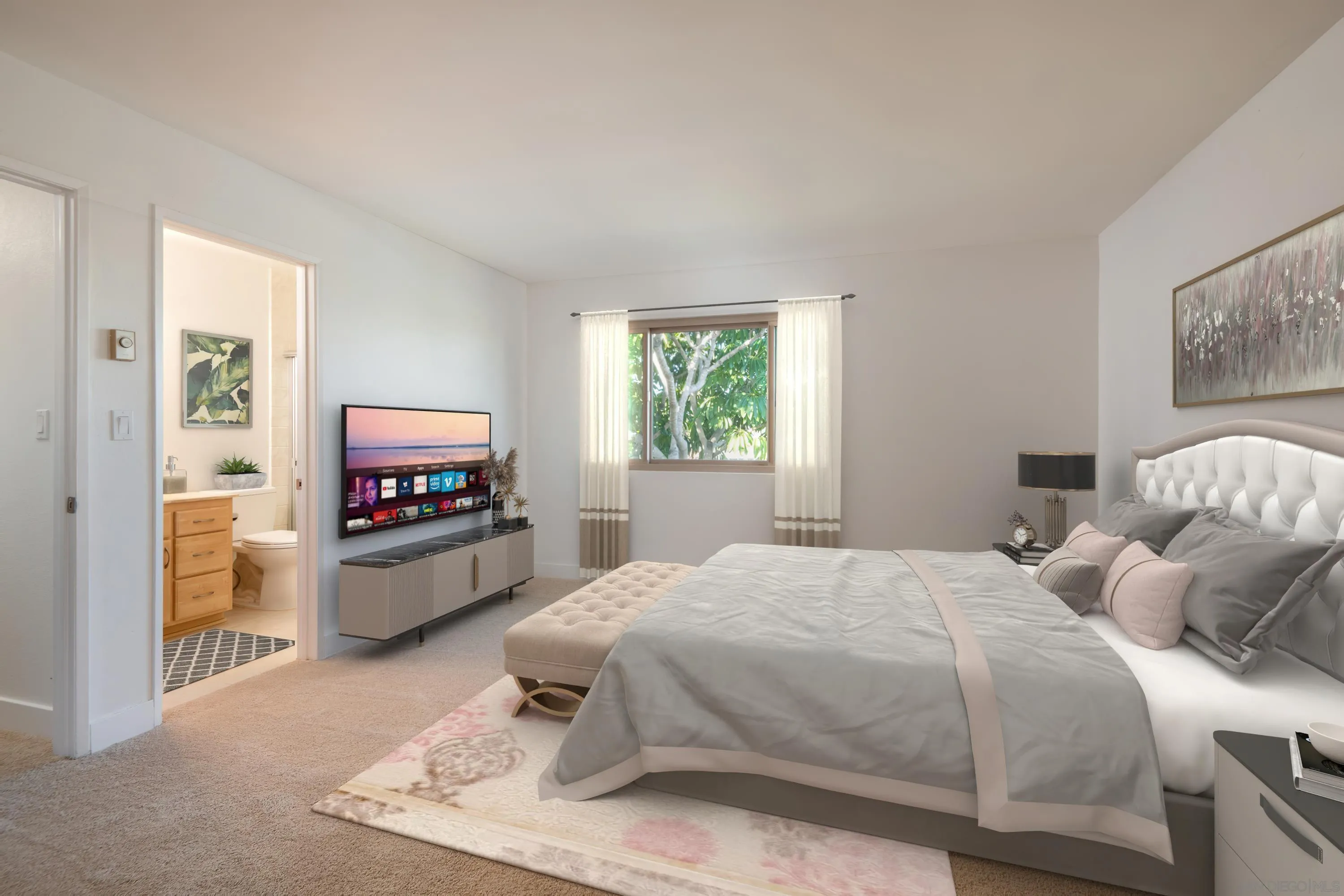 441 D Avenue Coronado, CA 92118 - Photo 8 of 24 a bedroom with a bed and flat screen tv