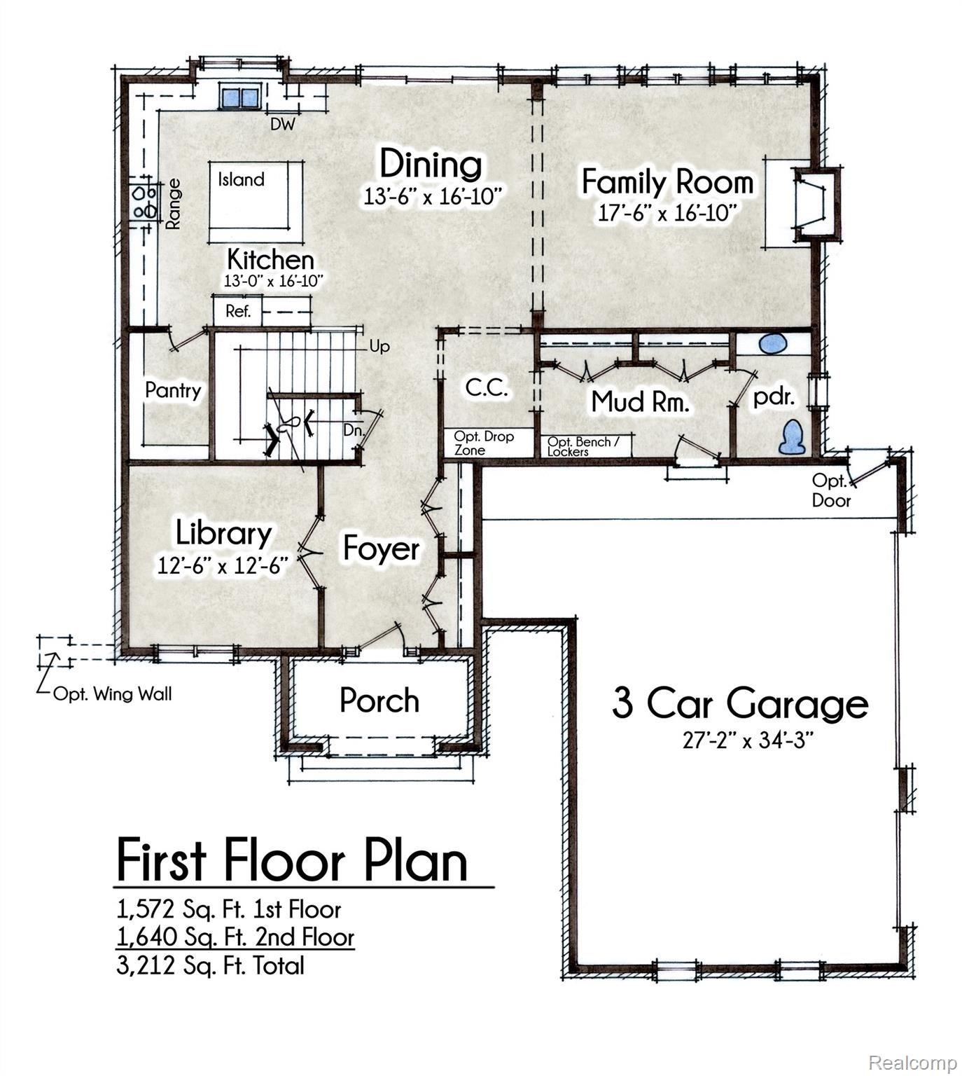 1719 Traceky Drive Rochester, MI 48306 - Photo 38 of 39 Kirkway II 1st Floor Plan.jpg