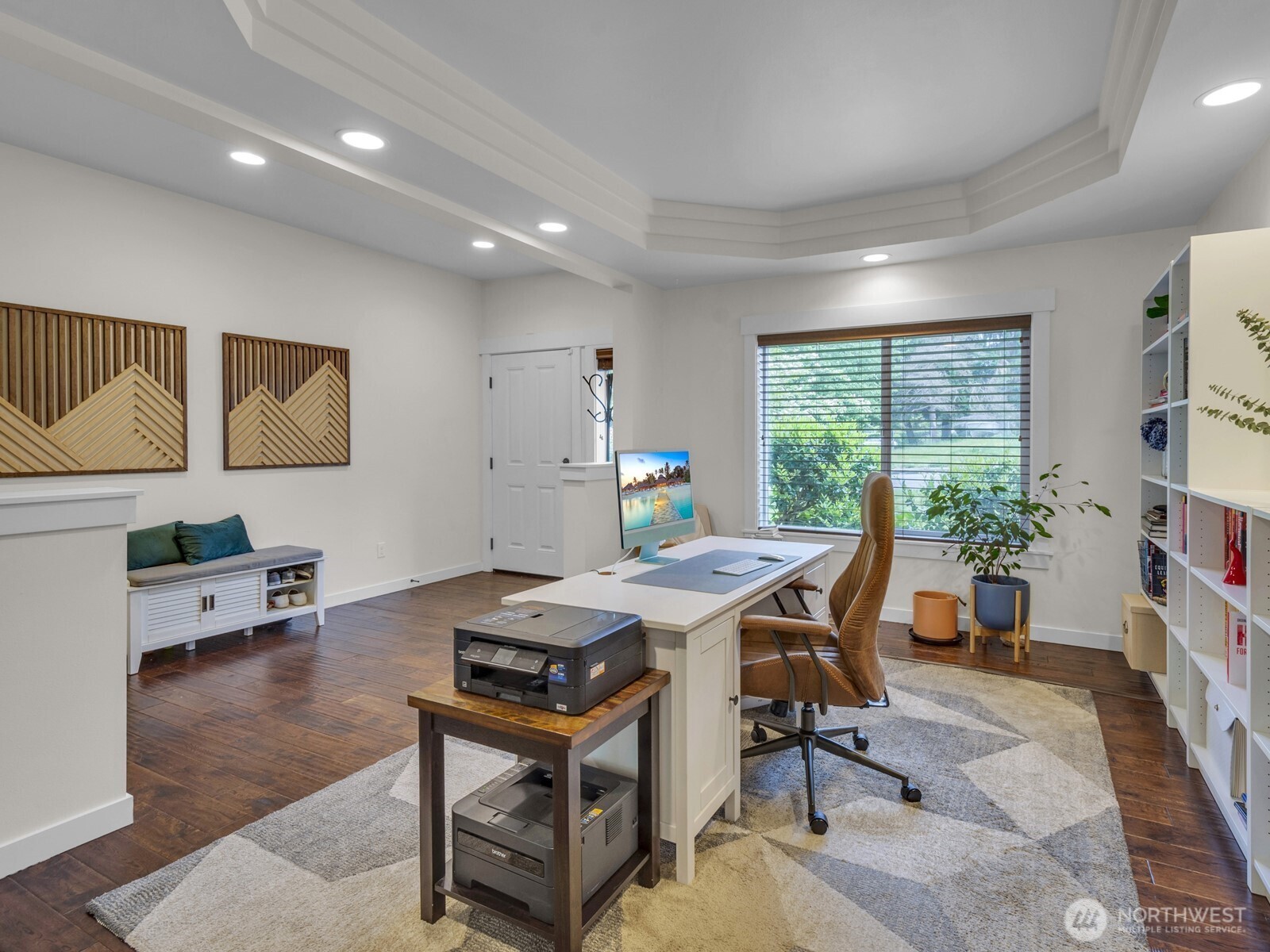 12503 Southeast 104th Street Renton, WA 98056 - Photo 4 of 37 a workspace with furniture window and wooden floor