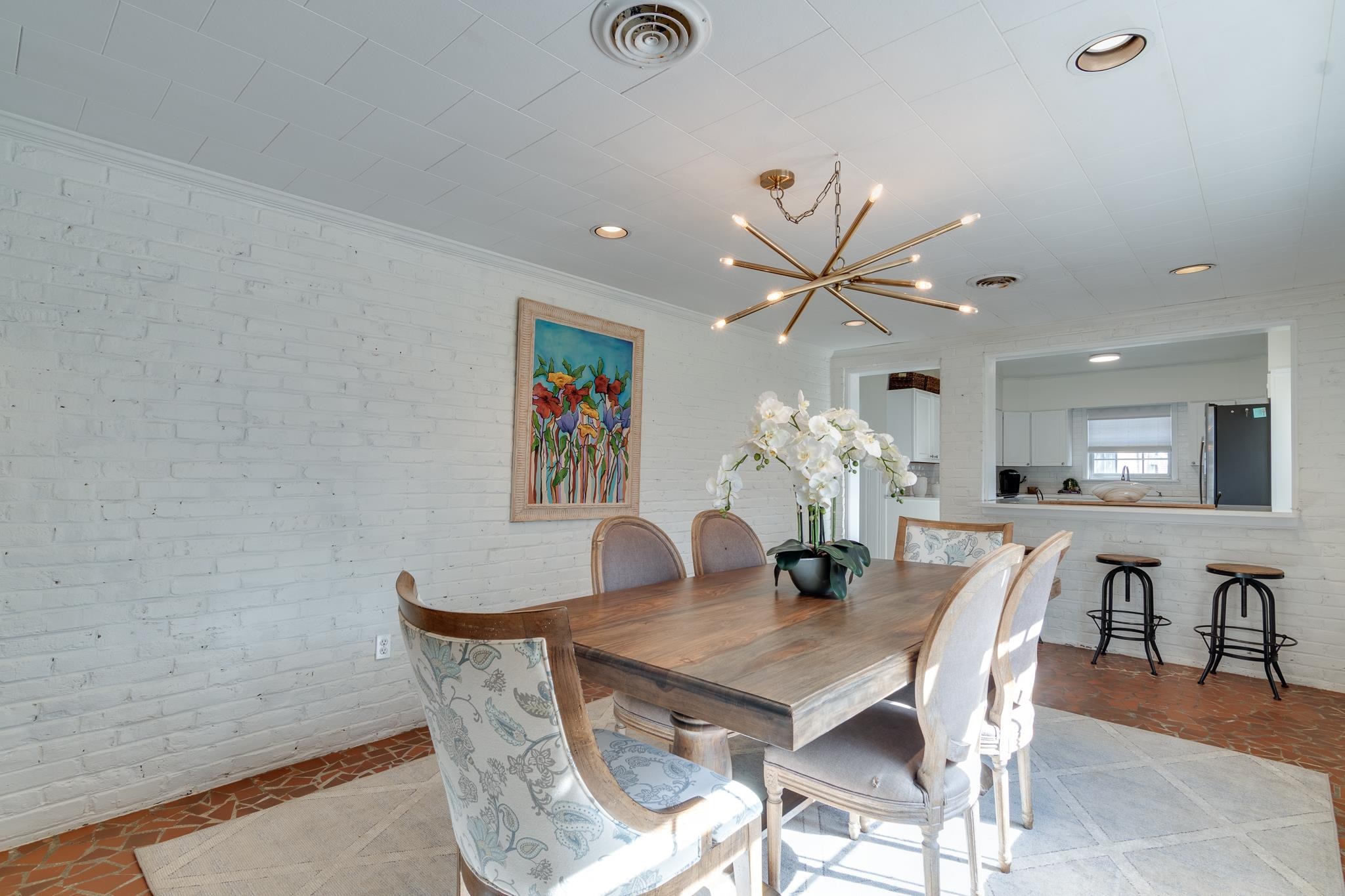 337 North White Station Road Memphis, TN 38117 - Photo 11 of 37 Dining area featuring brick wall, visible vents, and recessed lighting