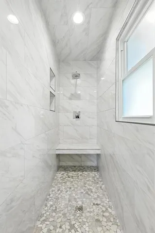 a bathroom with a shower