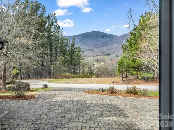 a view of a lush green hillside and houses