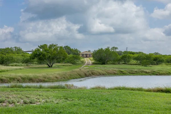 a view of a big yard with large trees