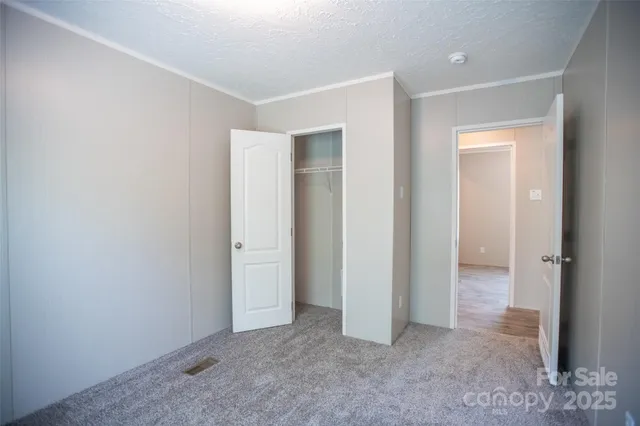 an empty room with closet