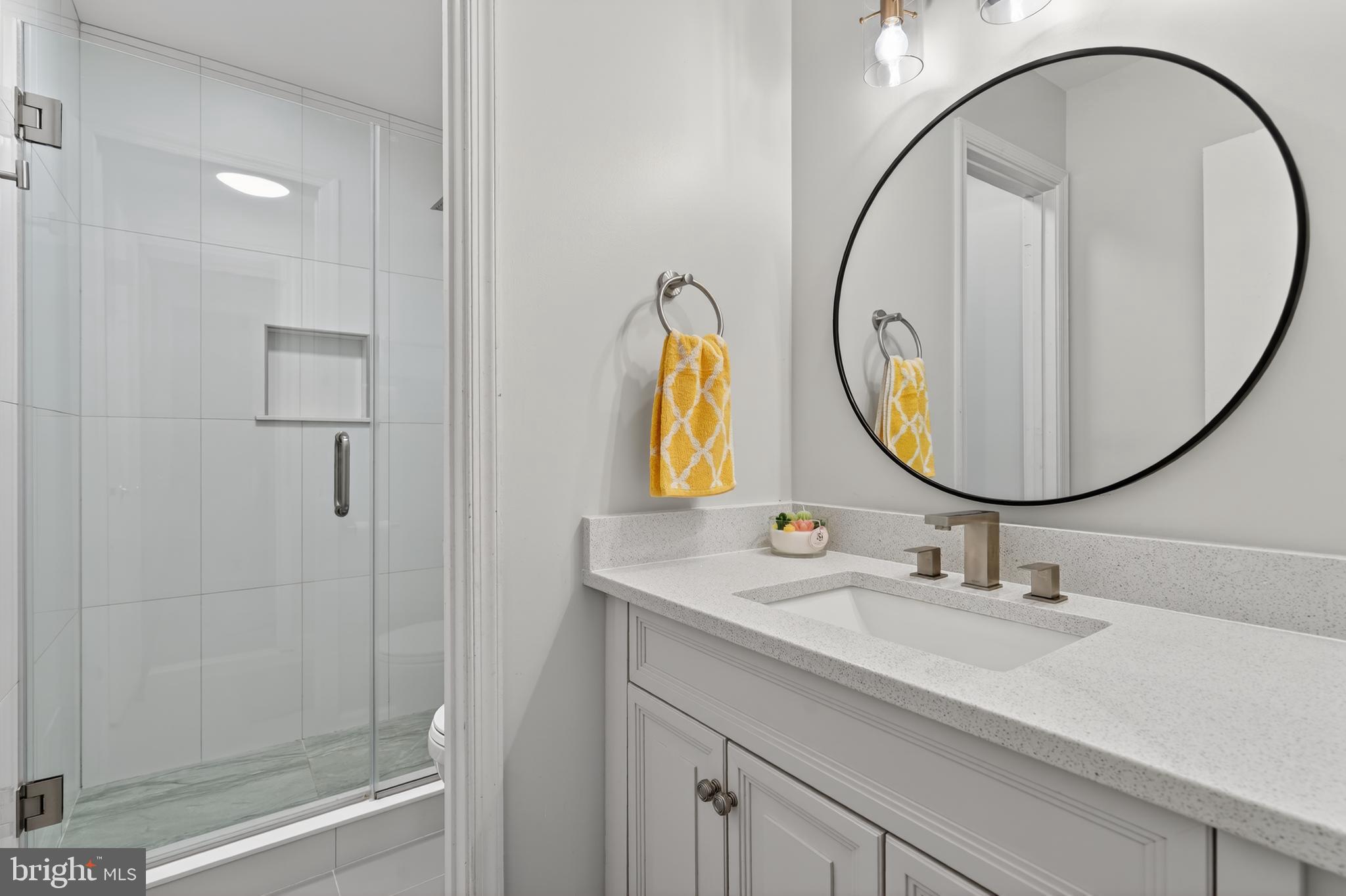 8868 Winding Hollow Way Springfield, VA 22152 - Photo 33 of 53 a bathroom with a sink and a mirror