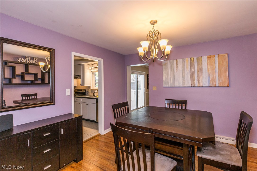 2095 Wyndham Road Akron, OH 44313 - Photo 7 of 40 Dining area with a notable chandelier, light tile patterned floors, and baseboard heating