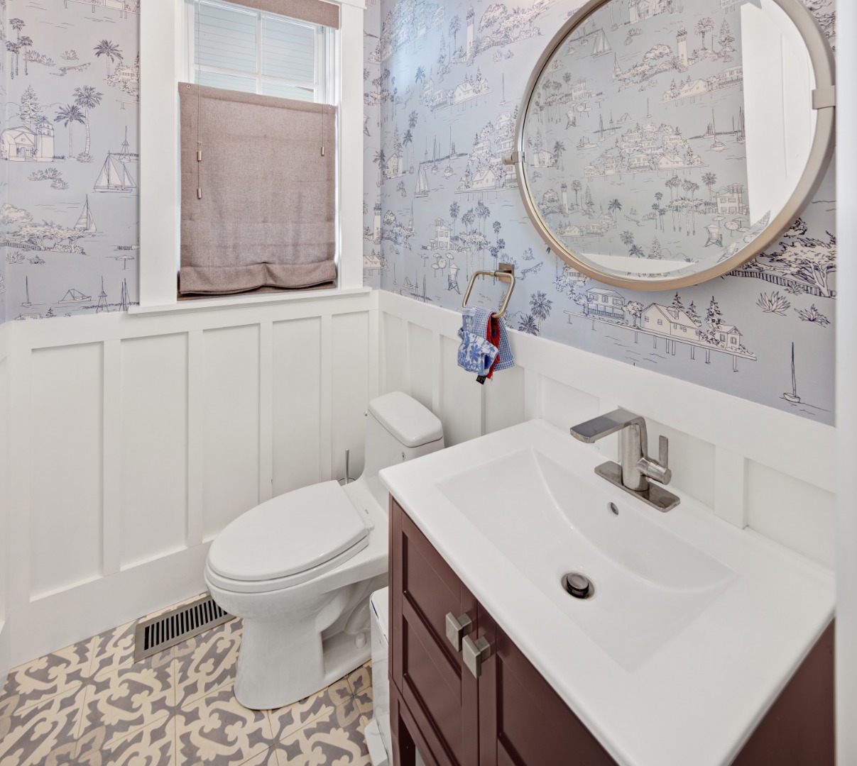 95 School Street Edgartown, MA 02539 - Photo 18 of 57 a bathroom with a sink and a mirror