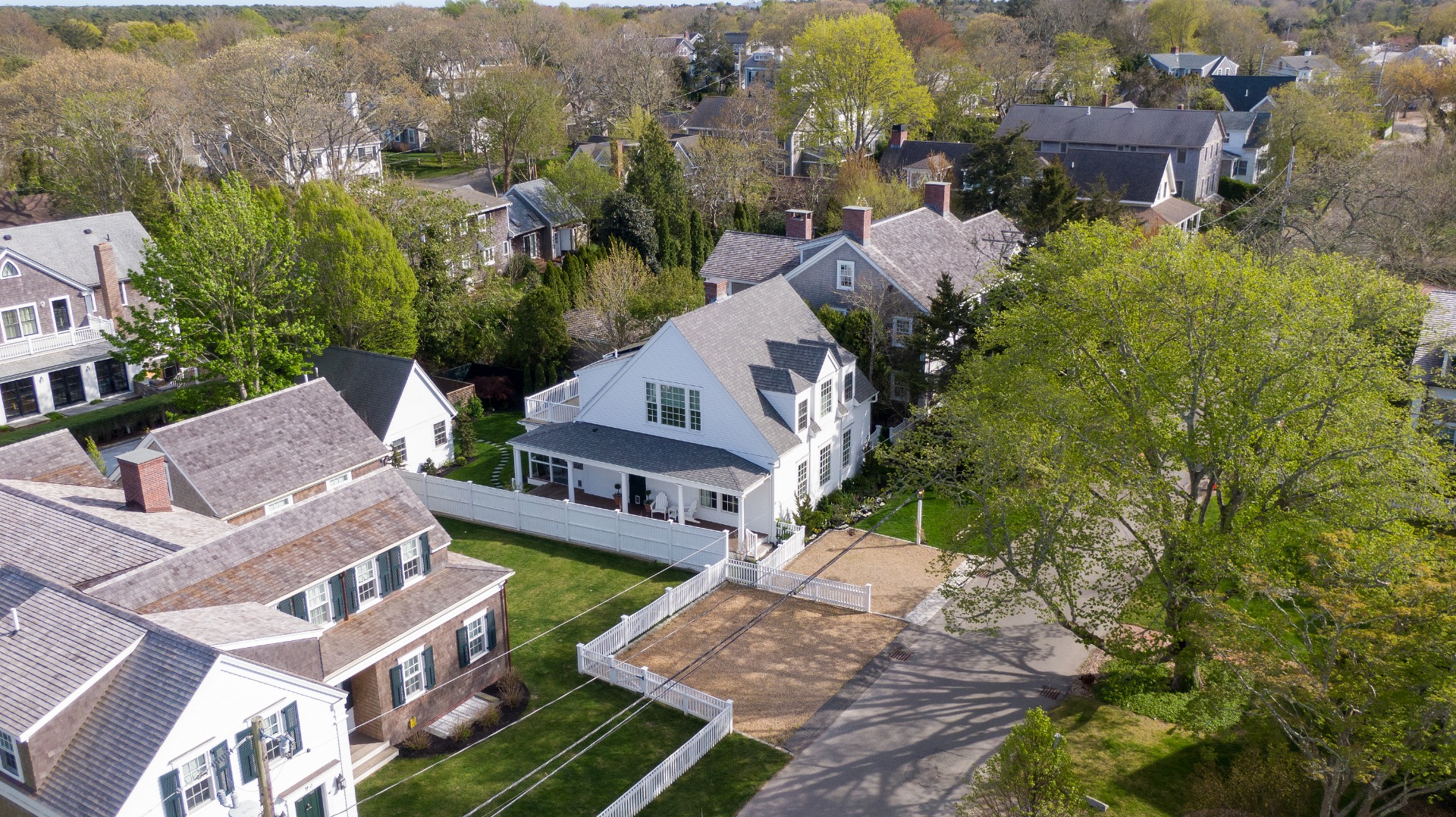95 School Street Edgartown, MA 02539 - Photo 49 of 57 an aerial view of multiple houses with yard