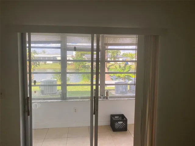 a view of a garden with a fountain